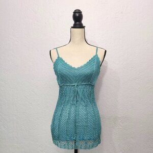 Y2K Blue crochet knit cami tank top